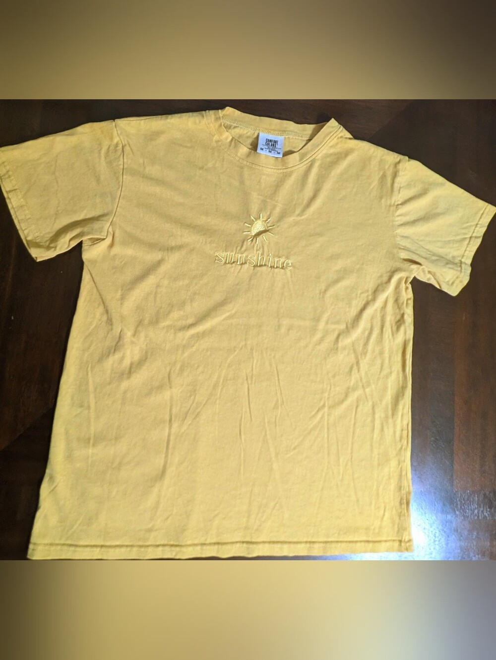 Yellow Sunshine Tee Shirt Comfort Colors Women's Size Medium 100% Cotton